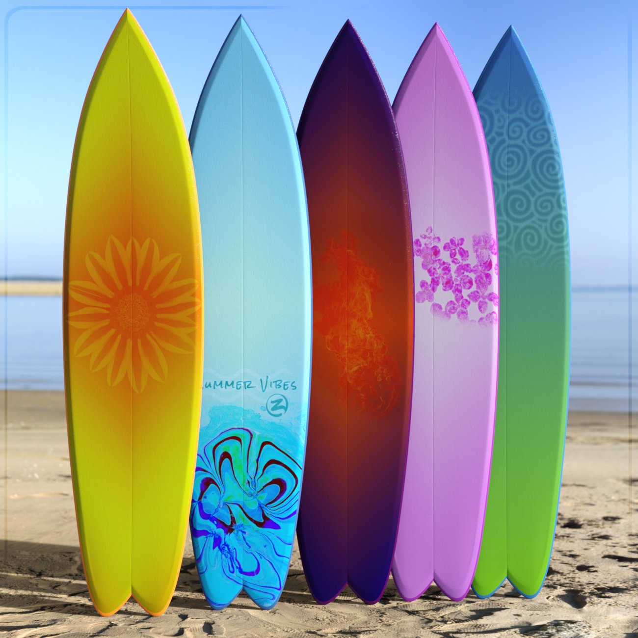 Z Surfboard and Poses for Genesis 3 and 8 by: Zeddicuss, 3D Models by Daz 3D