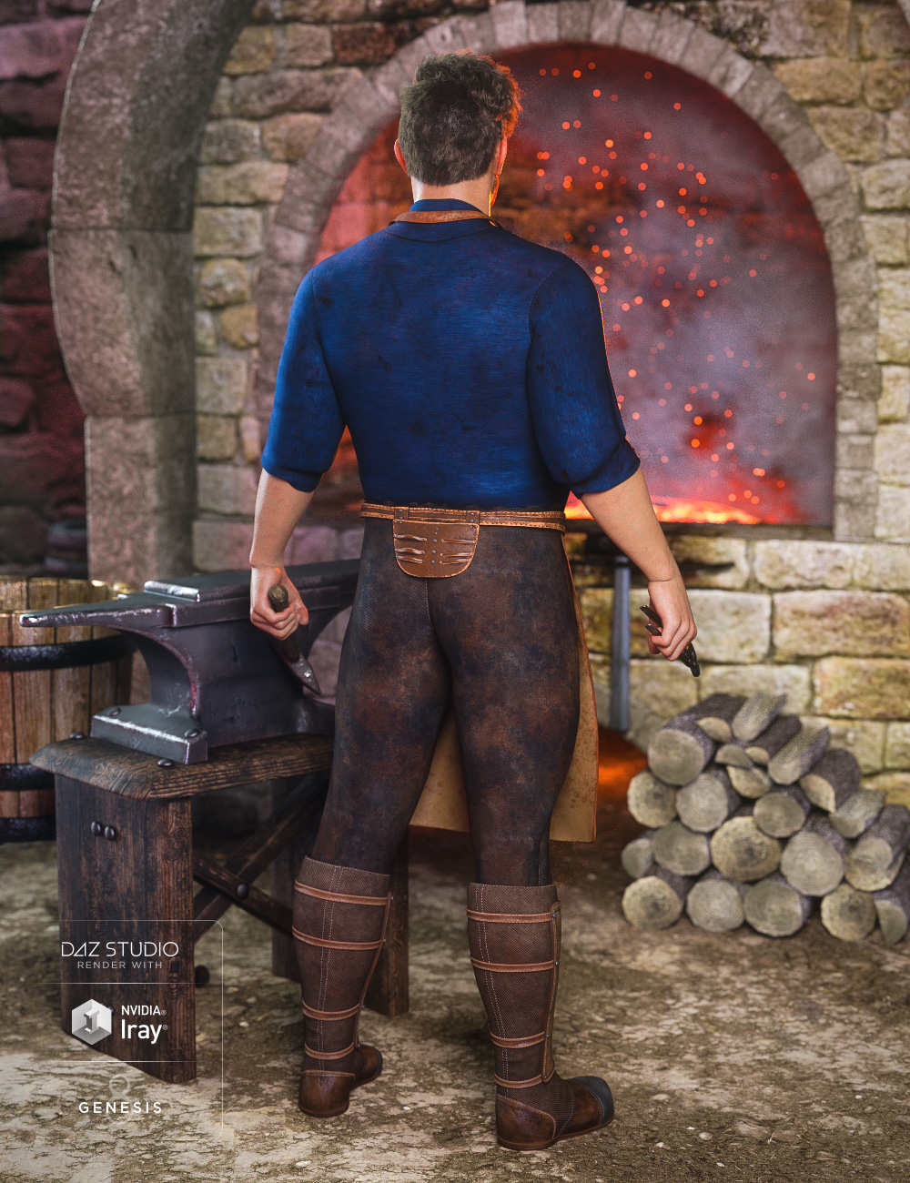 dForce Blacksmith Outfit for Genesis 8 Male(s) by: Barbara BrundonMely3DUmblefugly, 3D Models by Daz 3D