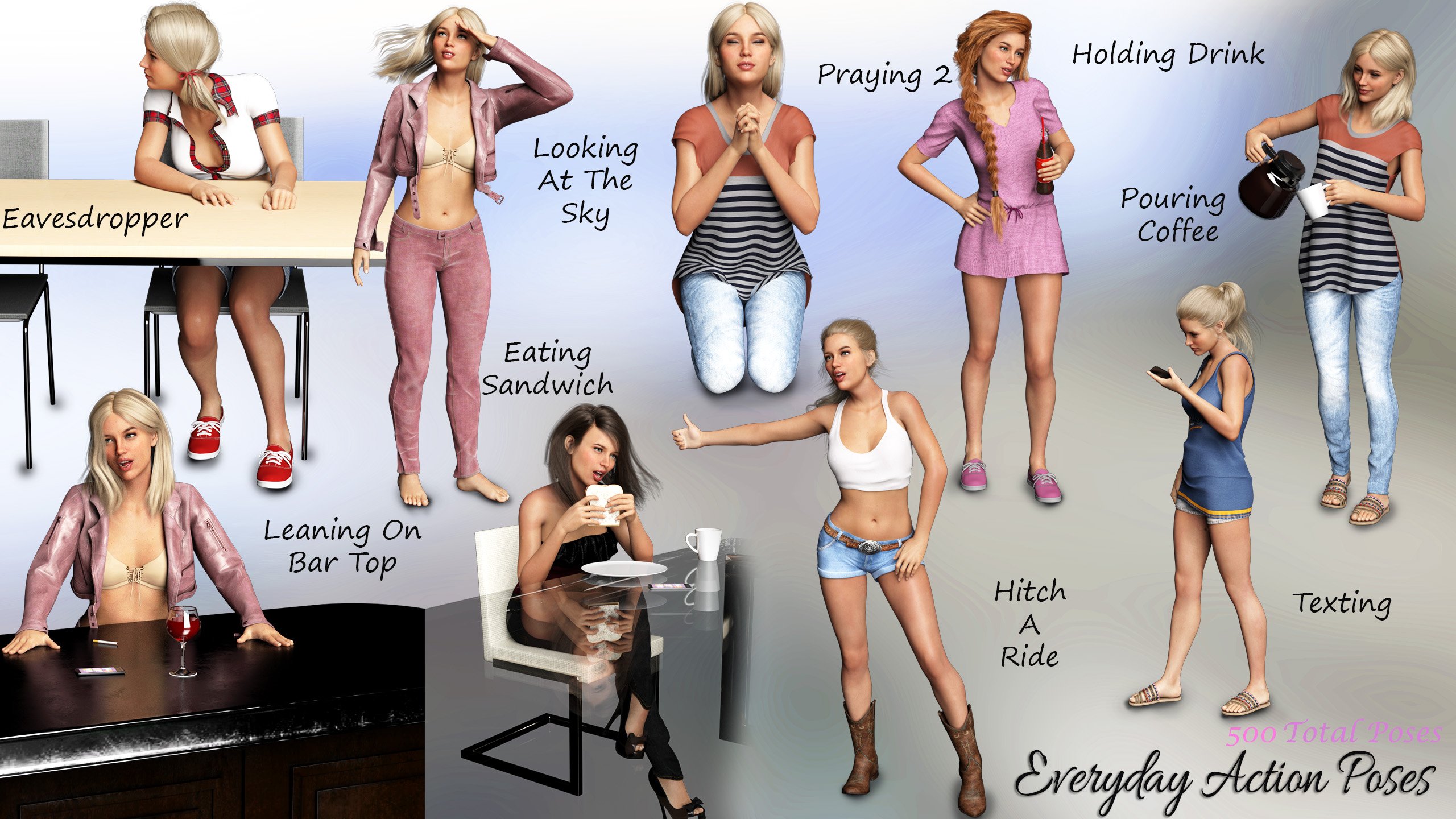 iG 100 Must Have Poses for Genesis 8 Female(s) by: i3D_LotusValery3D, 3D Models by Daz 3D
