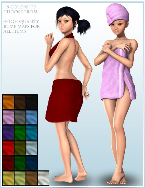 Aiko 3 Towel Set by: Hawke, 3D Models by Daz 3D