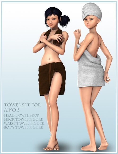Aiko 3 Towel Set by: Hawke, 3D Models by Daz 3D
