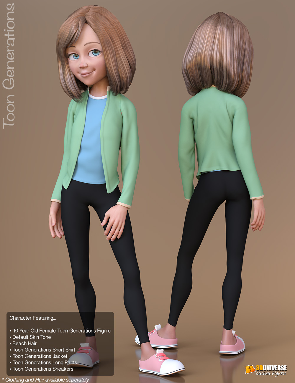 Toon Generations Essentials for Genesis 8 Female(s) by: 3D Universe, 3D Models by Daz 3D