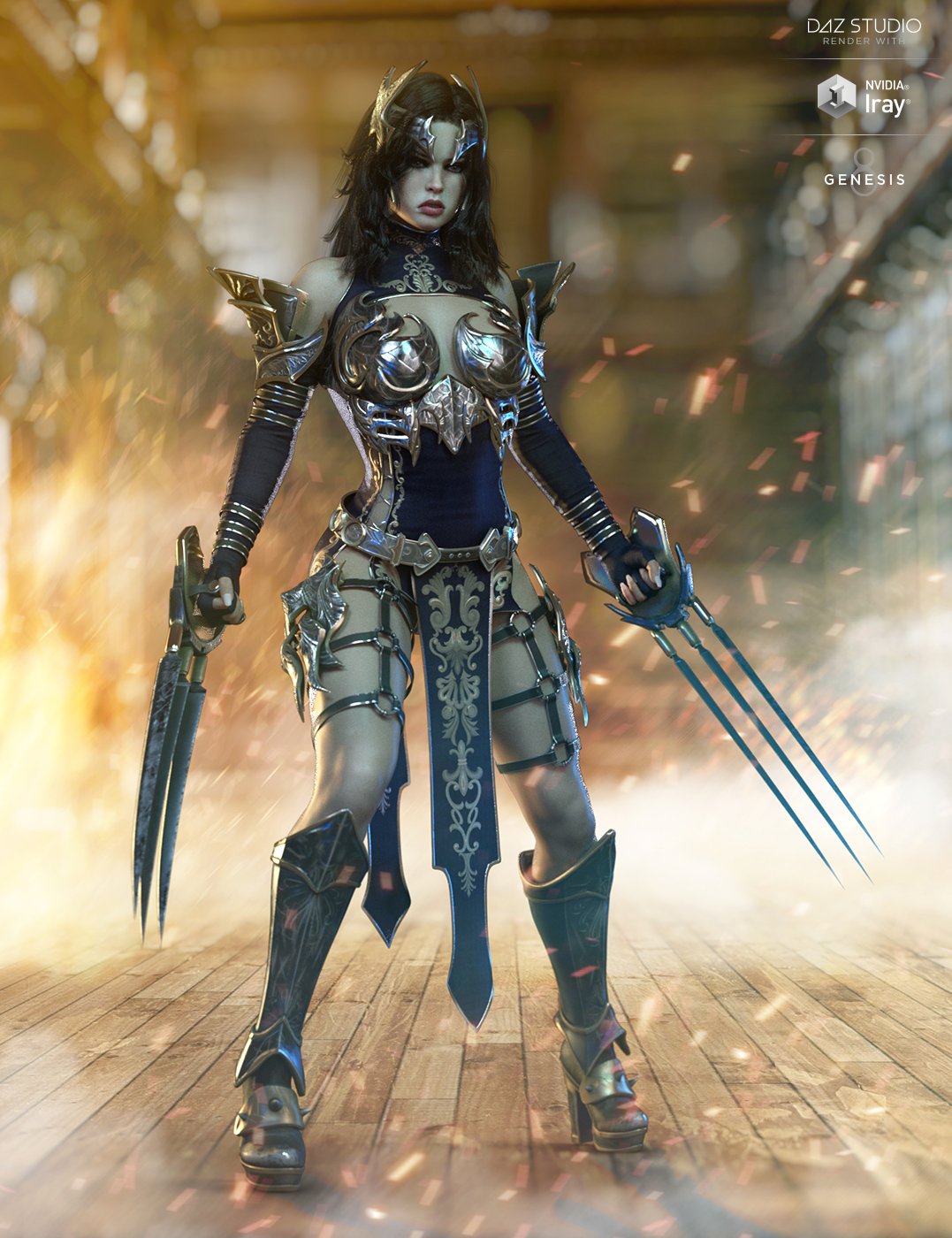 dForce Lilikh Outfit and Weapons for Genesis 8 Female(s) by: HM, 3D Models by Daz 3D
