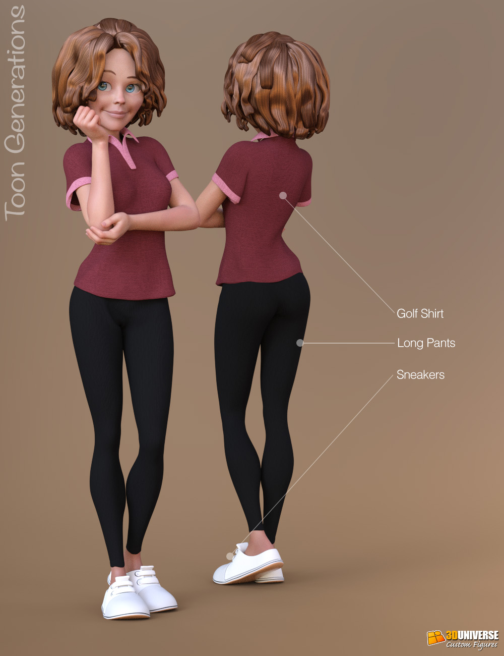 Toon Generations dForce Clothing for Genesis 8 Female(s) by: 3D Universe, 3D Models by Daz 3D