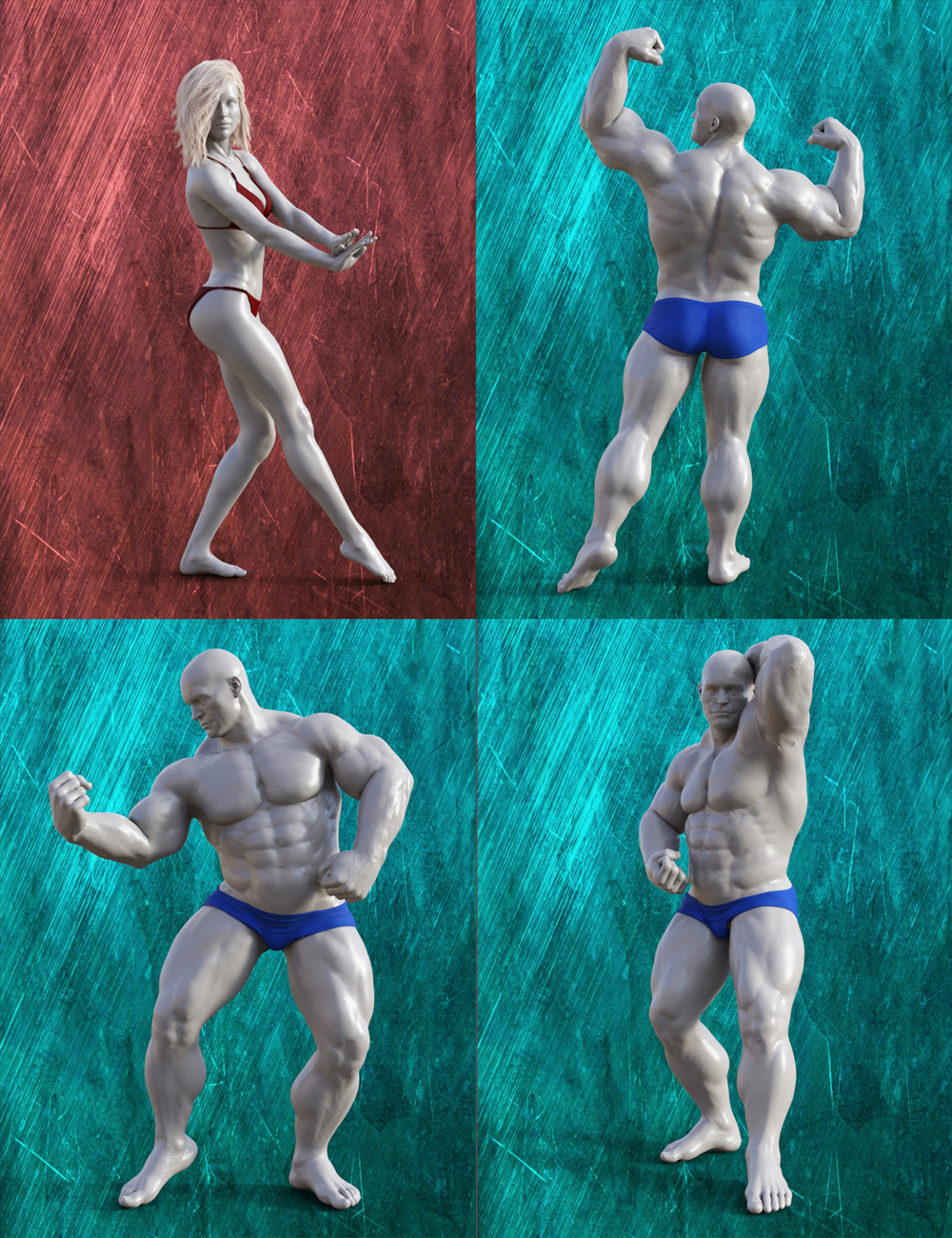 Bodybuilding Poses for The Brute 8 and Genesis 8 by: Muscleman, 3D Models by Daz 3D