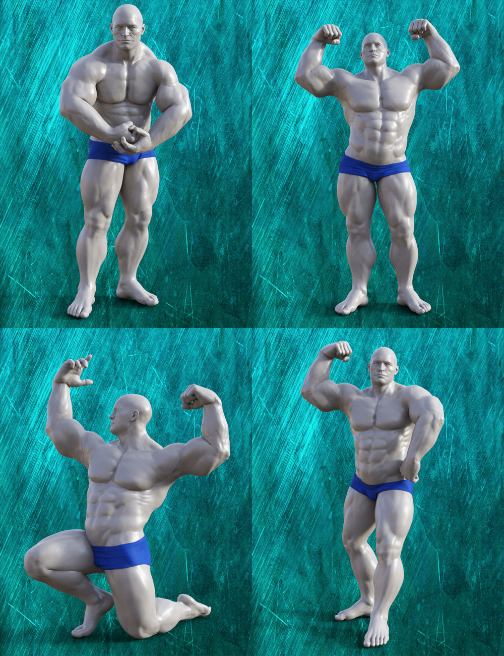Bodybuilding Poses for The Brute 8 and Genesis 8 by: Muscleman, 3D Models by Daz 3D