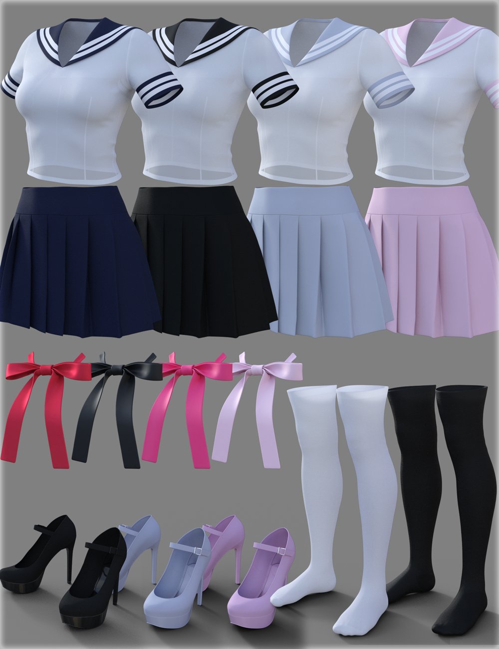 dForce H&C School Uniform for Genesis 8 Female(s) | Daz 3D