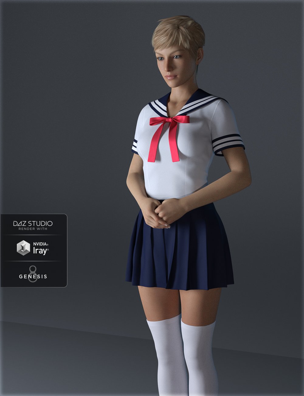 dForce H&C School Uniform for Genesis 8 Female(s) by: IH Kang, 3D Models by Daz 3D