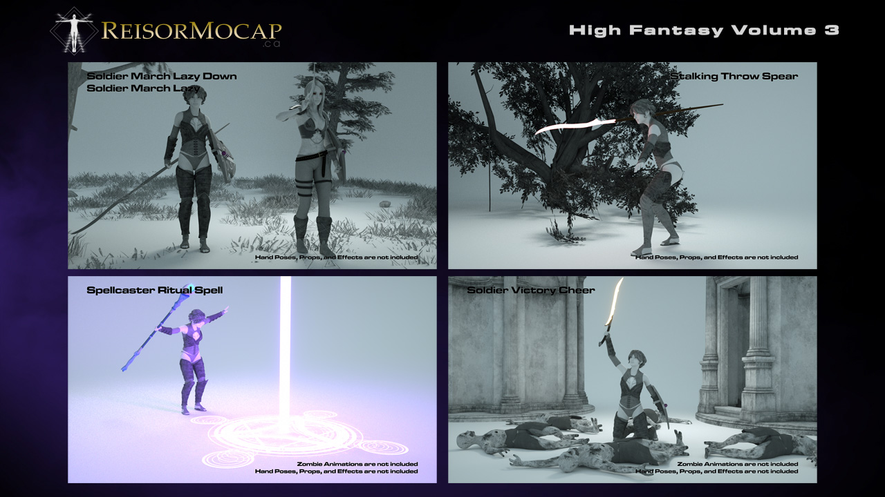 High Fantasy Volume 3 - Fantasy Animations for Genesis 3 and 8 High Fantasy Volume 3 - Fantasy Animations for Genesis 3 and 8 by: Reisormocap, 3D Models by Daz 3D