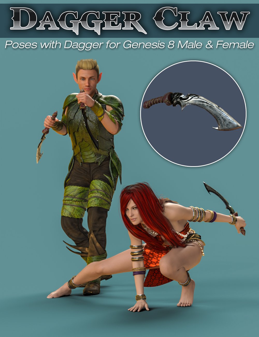 S3D Dagger Claw Prop and Poses for Genesis 8 by: Slide3D, 3D Models by Daz 3D