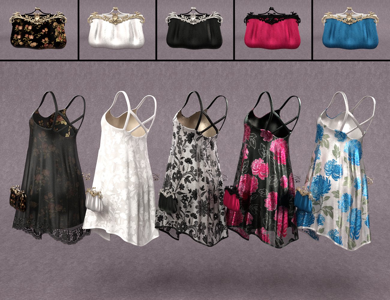 Florals for Chiffon Slip Dress Florals for Chiffon Slip Dress by: Sarsa, 3D Models by Daz 3D