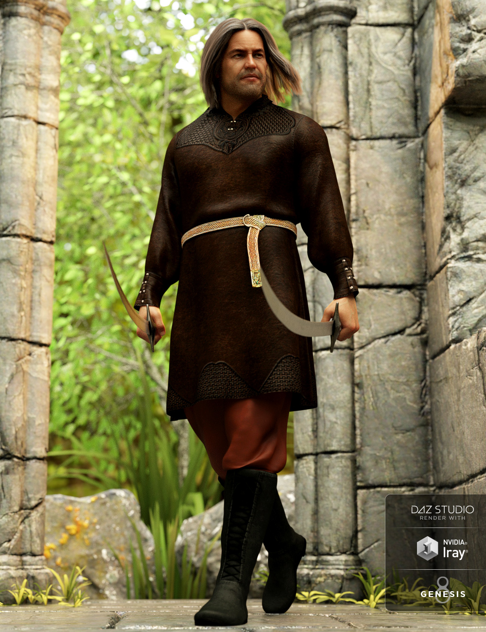 dForce Medieval Villager Outfit for Genesis 8 Male(s)