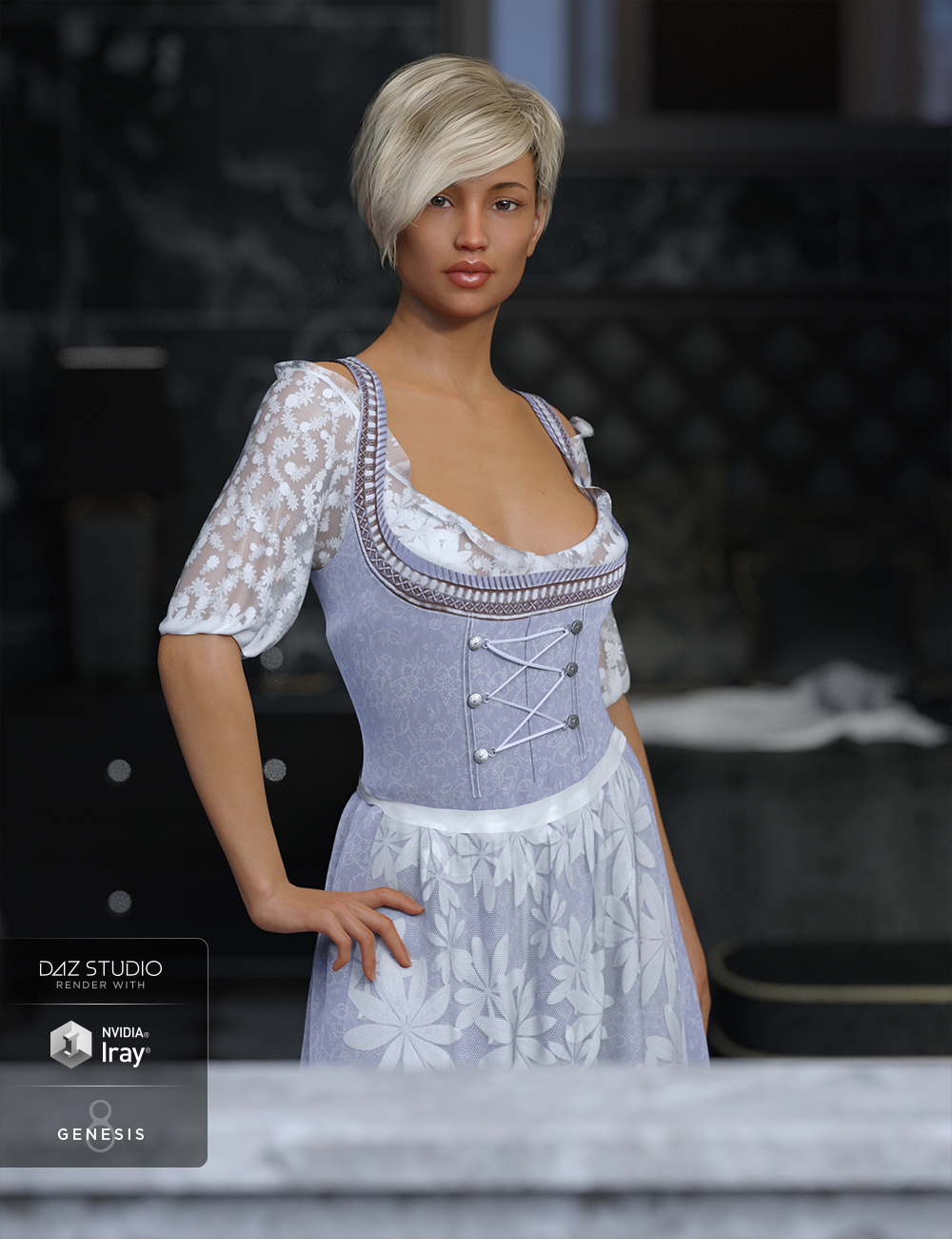 dForce Oktoberfest Dress for Genesis 8 Female(s) by: GolaM, 3D Models by Daz 3D