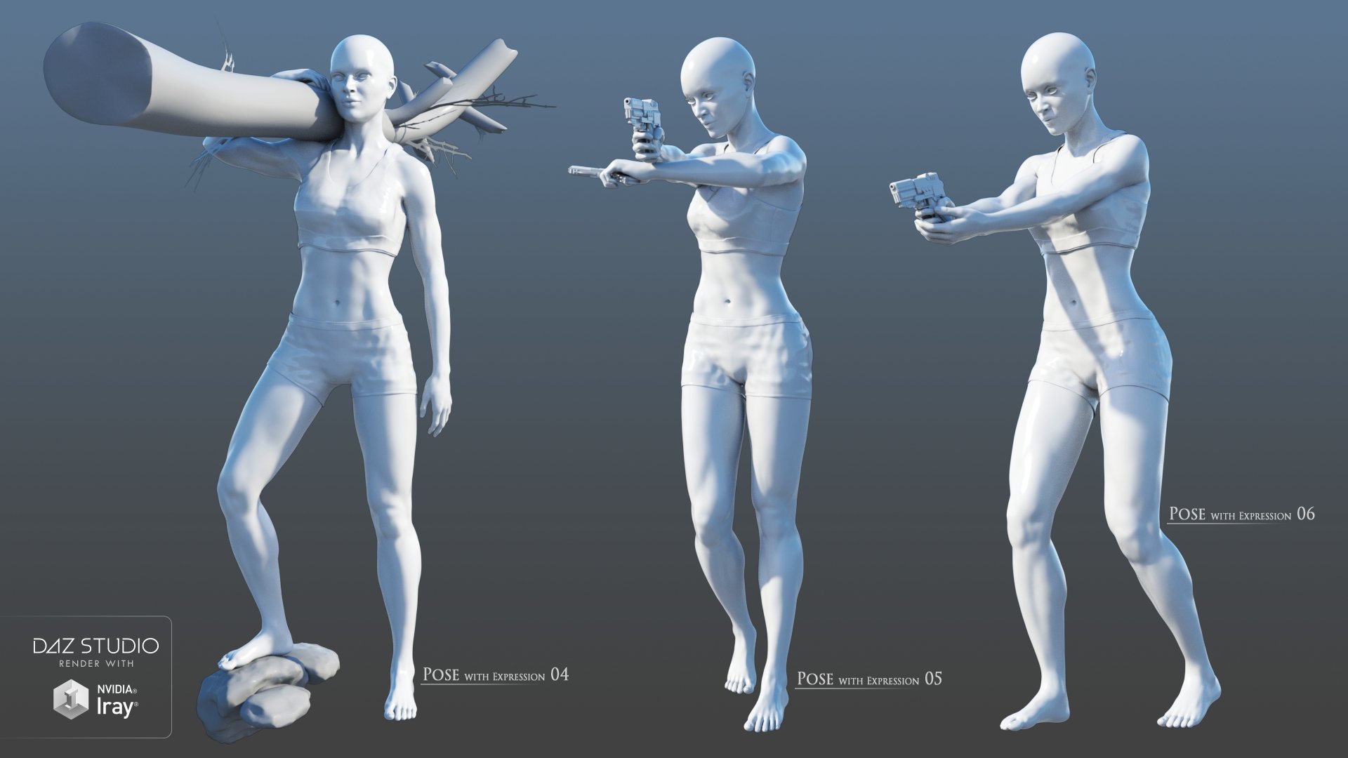 Action Poses and Expressions for Gia 8 by: Andrey Pestryakov, 3D Models by Daz 3D