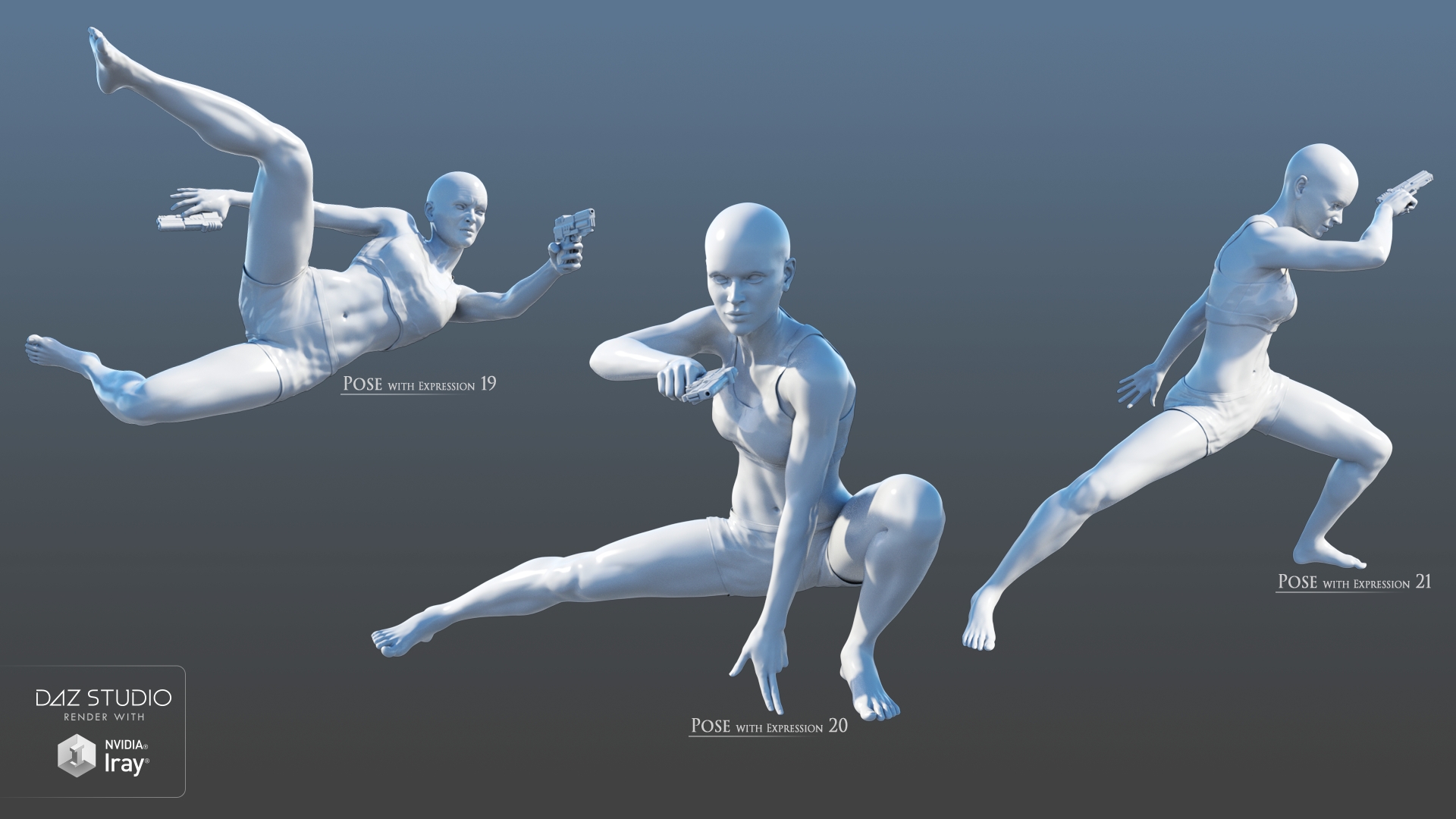 Action Poses and Expressions for Gia 8 by: Andrey Pestryakov, 3D Models by Daz 3D