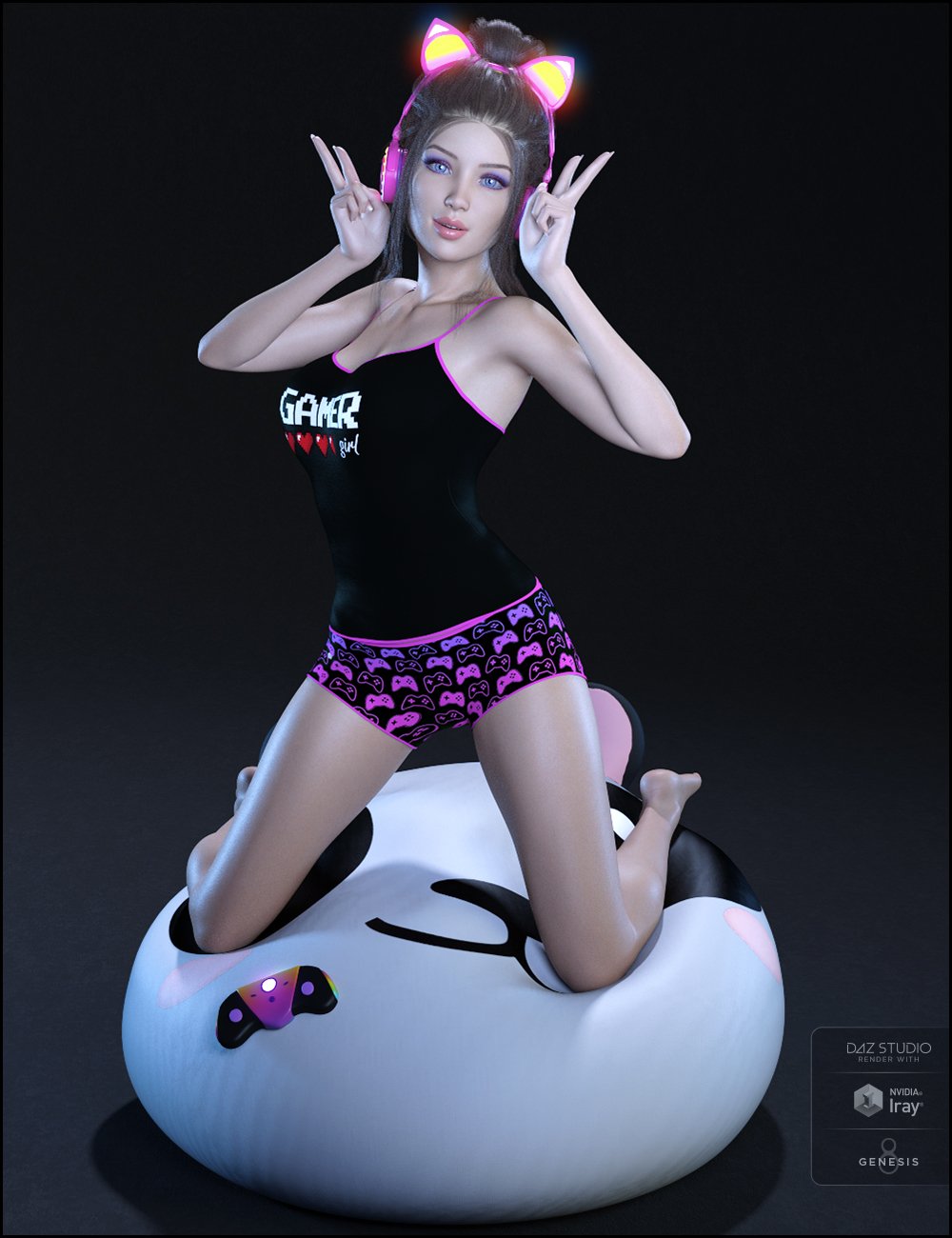 Gamer Girl PJs and Accessories for Genesis 8 Female(s) by: JessaiiDemonicaEvilius, 3D Models by Daz 3D