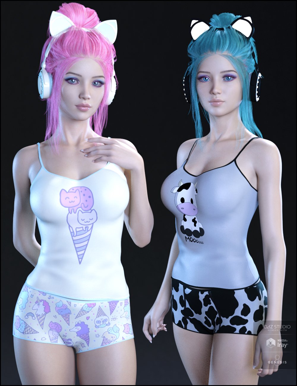Kawaii Textures for Gamer Girl PJs and Accessories Kawaii Textures for Gamer Girl PJs and Accessories by: Jessaii, 3D Models by Daz 3D