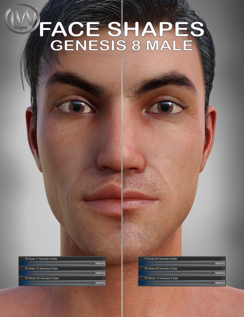 Face Shapes for Genesis 8 Male by: JWolf, 3D Models by Daz 3D