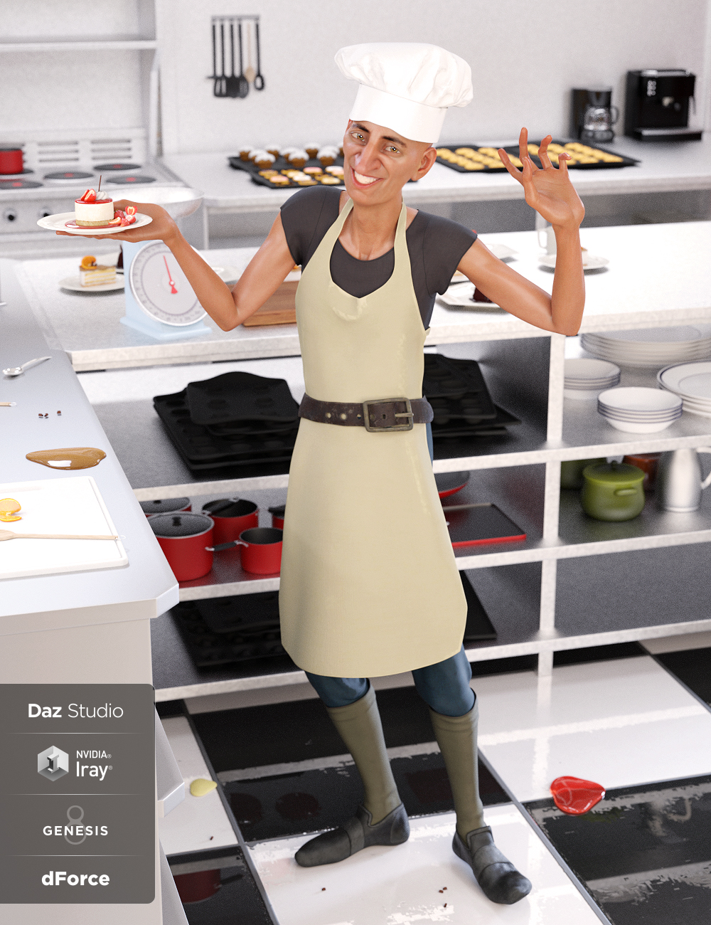 dForce Crazy Chef Outfit Textures