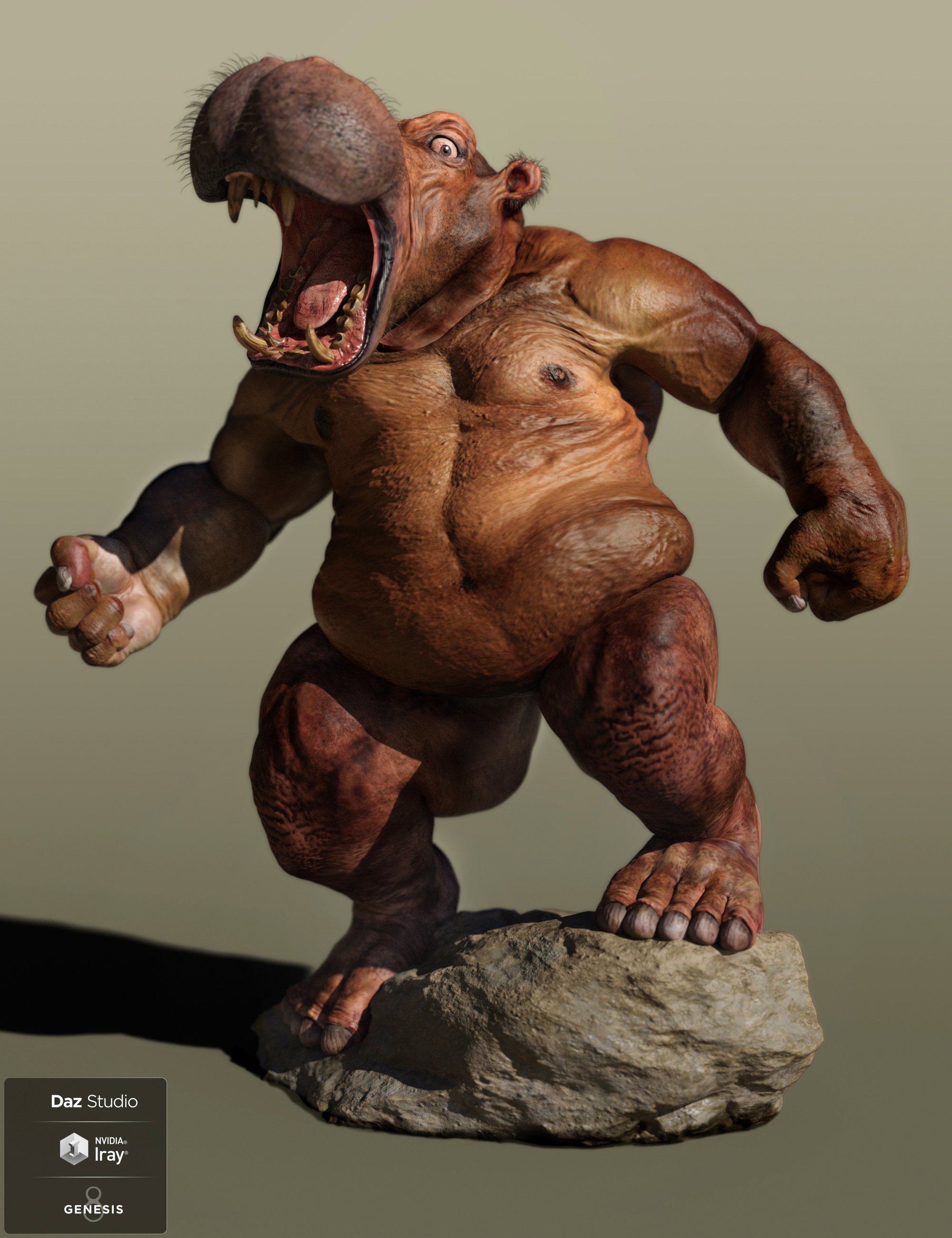 Anthropomorphs - ManHippo HD for Genesis 8 Male by: Alessandro_AM, 3D Models by Daz 3D