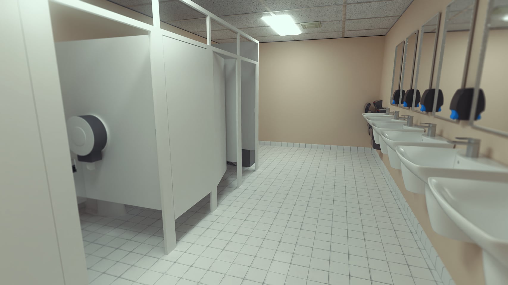 High School Bathroom Daz 3D