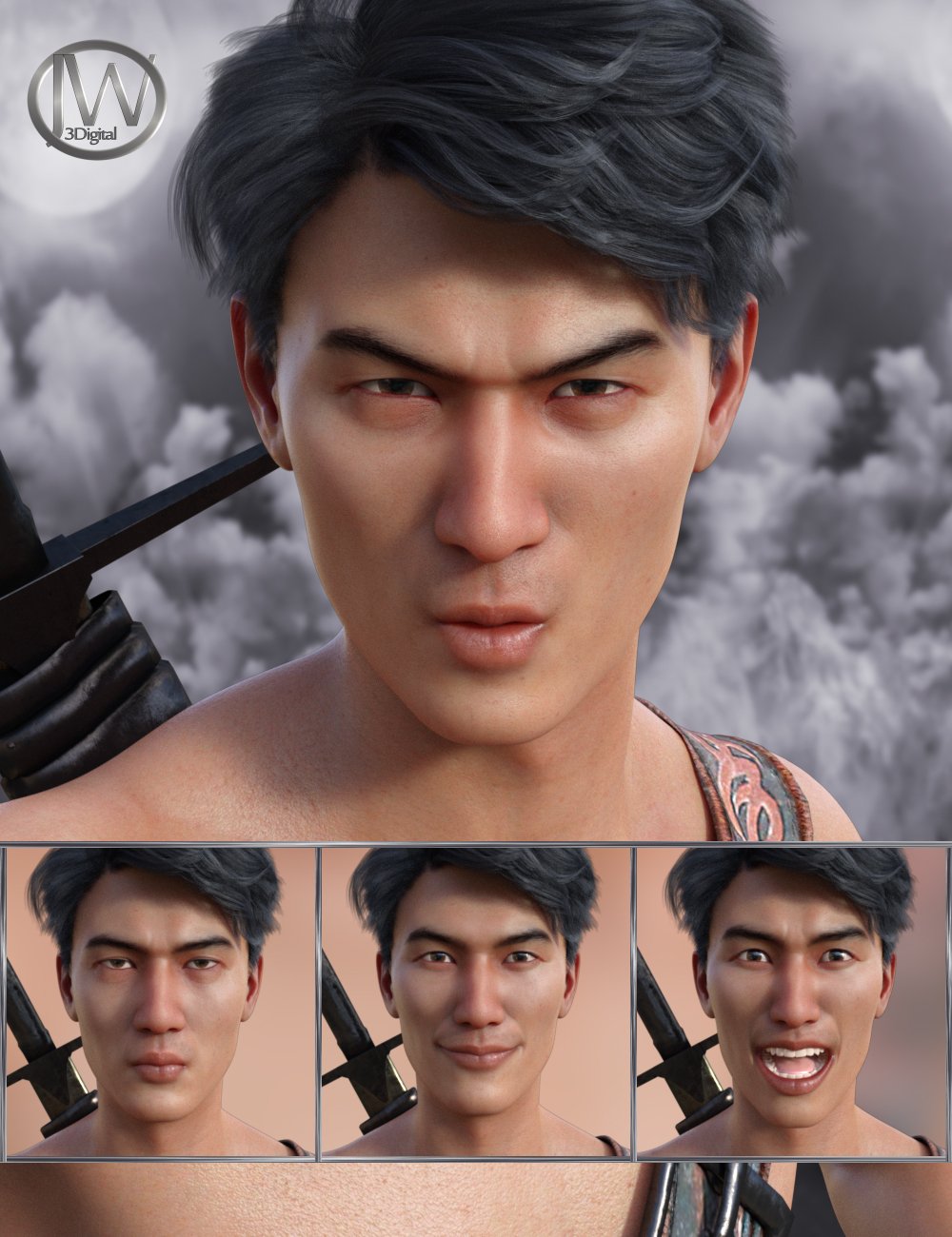 Faces of a Ninja - Expressions for Genesis 8 Male and Lee 8 by: JWolf, 3D Models by Daz 3D