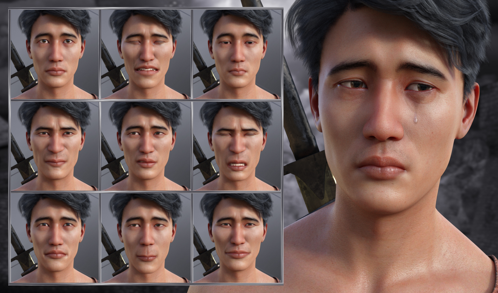 Faces of a Ninja - Expressions for Genesis 8 Male and Lee 8 by: JWolf, 3D Models by Daz 3D
