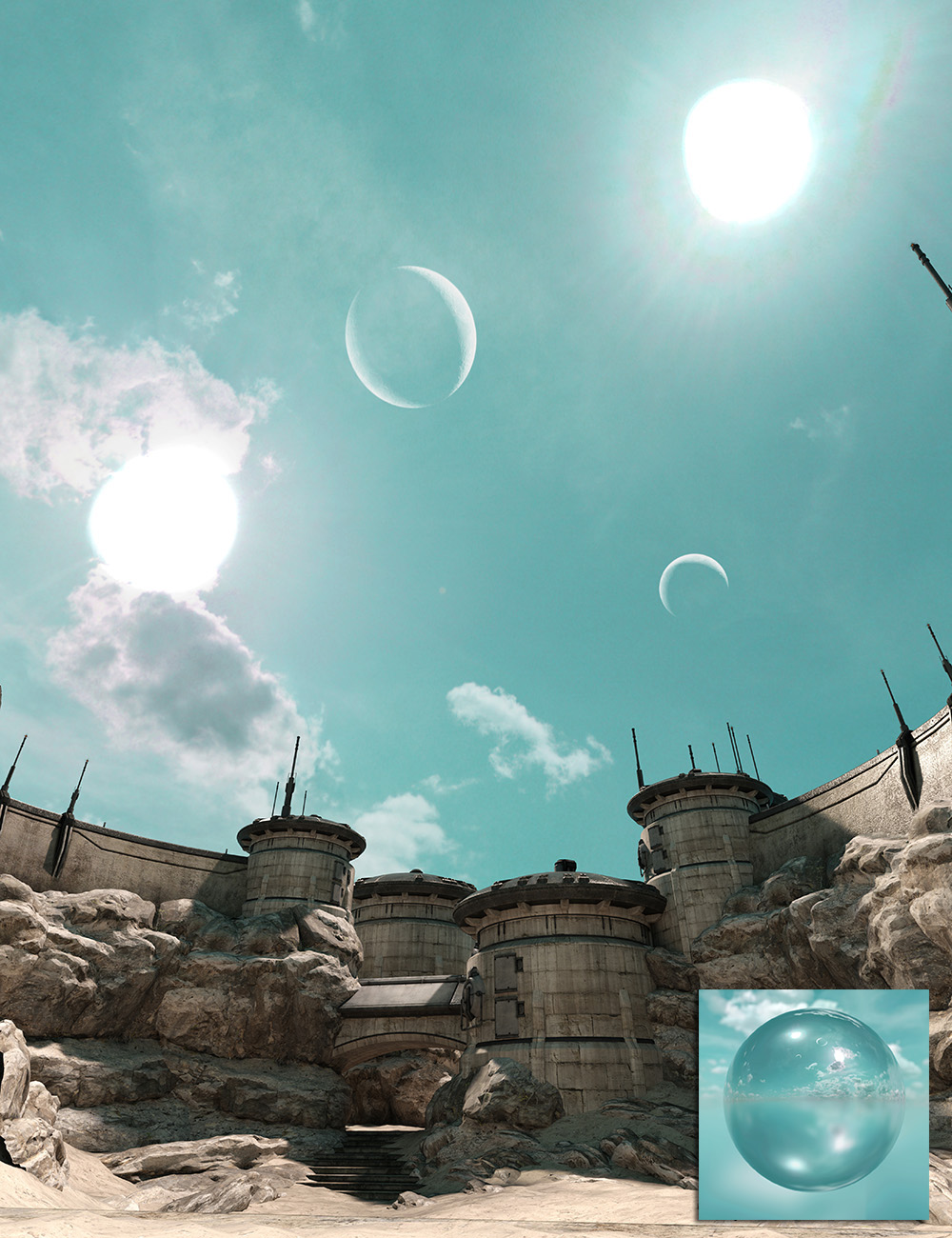 Orestes Iray HDRI Skydomes - Twin Suns of Durnn by: Orestes Graphics, 3D Models by Daz 3D