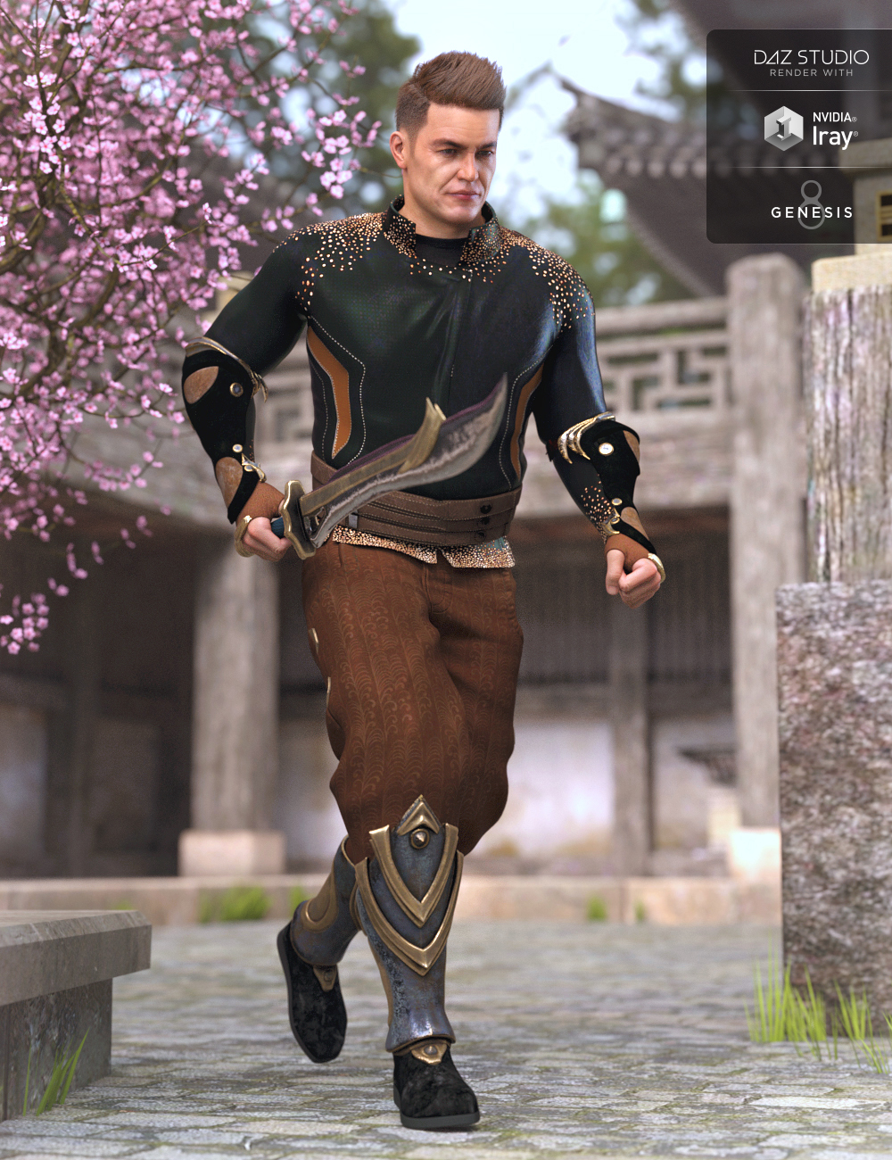 Eastern Fantasy Warrior Outfit Textures by: Anna Benjamin, 3D Models by Daz 3D