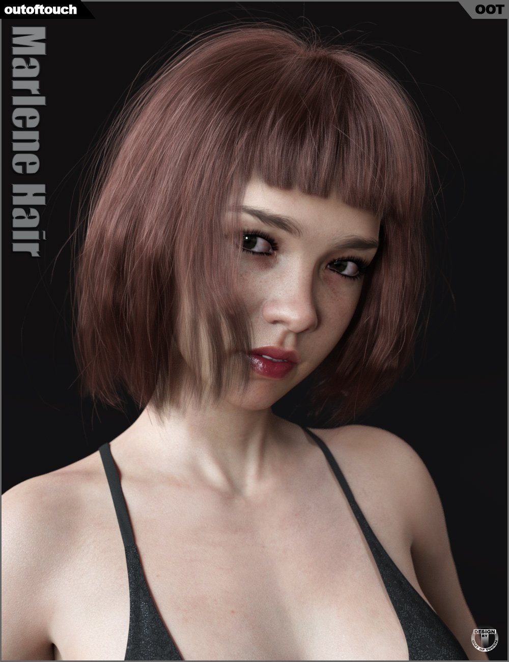 Marlene Bob Hair for Genesis 3 and 8 Female(s) by: outoftouch, 3D Models by Daz 3D