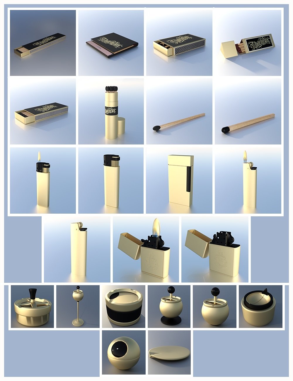 Smoker's Delight Lighters, Matchboxes & Ashtrays Daz 3D
