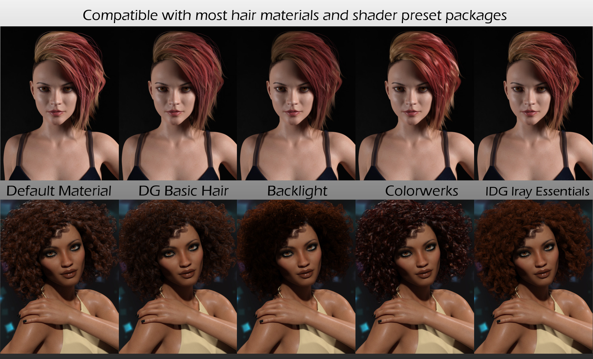DG Iray 200 Hair Color Shaders and Merchant Resource DG Iray 200 Hair Color Shaders and Merchant Resource by: IDG DesignsDestinysGarden, 3D Models by Daz 3D