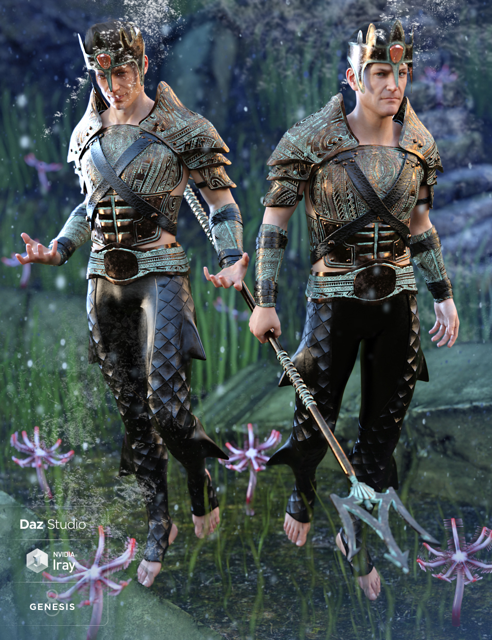 Poseidon Outfit for Genesis 8 Male(s) by: Barbara BrundonMoonscape GraphicsSadeUmblefugly, 3D Models by Daz 3D