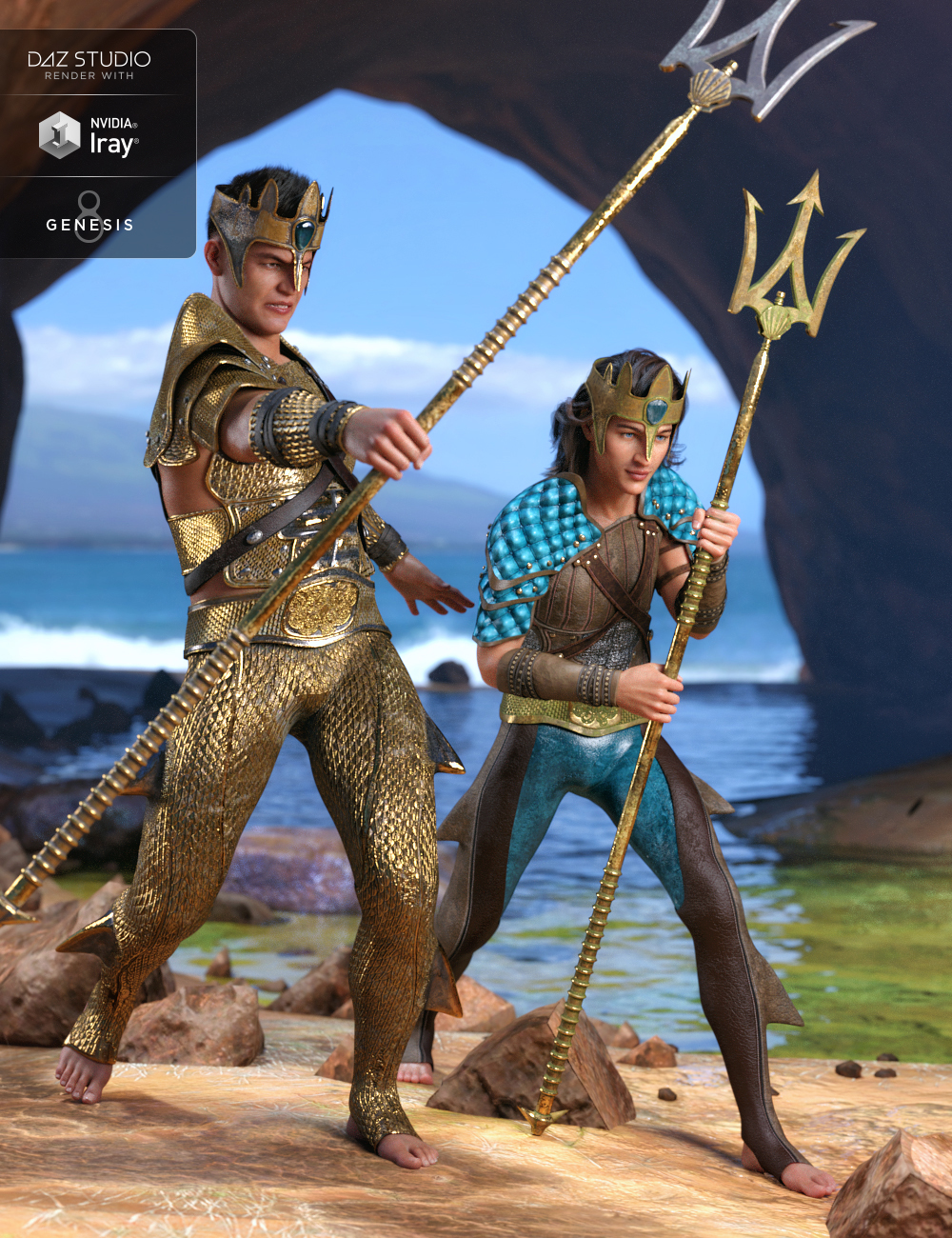 Poseidon Outfit Textures by: Moonscape GraphicsSade, 3D Models by Daz 3D