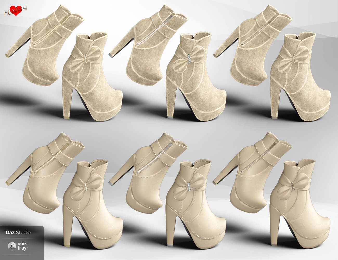 Bebe Bow Booties for Genesis 8 Female(s) by: , 3D Models by Daz 3D