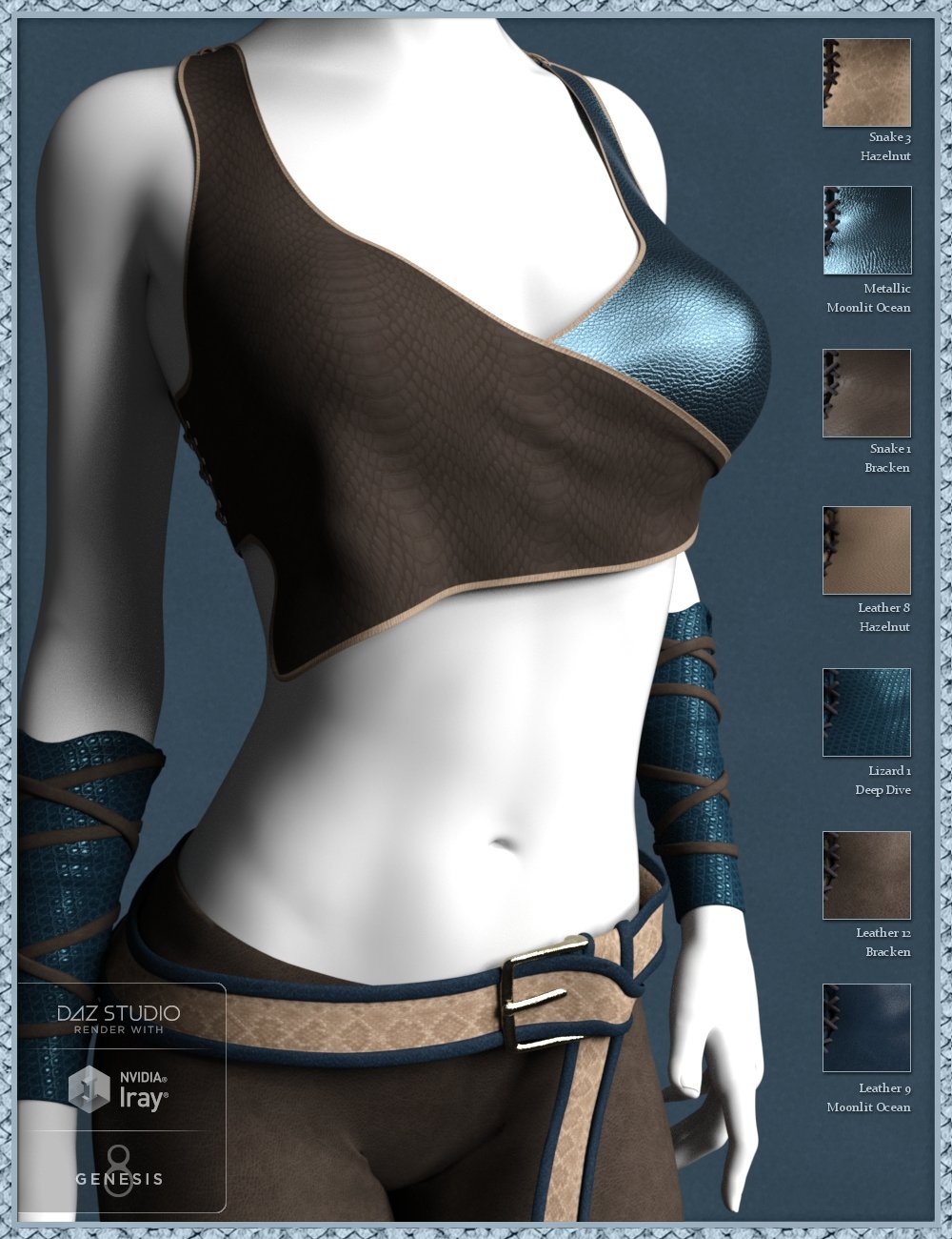 Leather Shader Presets 2 for Iray by: Handspan Studios, 3D Models by Daz 3D