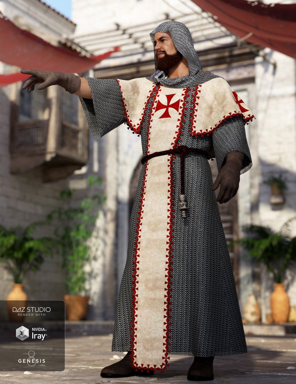 dForce Templar Outfit for Genesis 8 Male(s) by: NikisatezShox-Design, 3D Models by Daz 3D