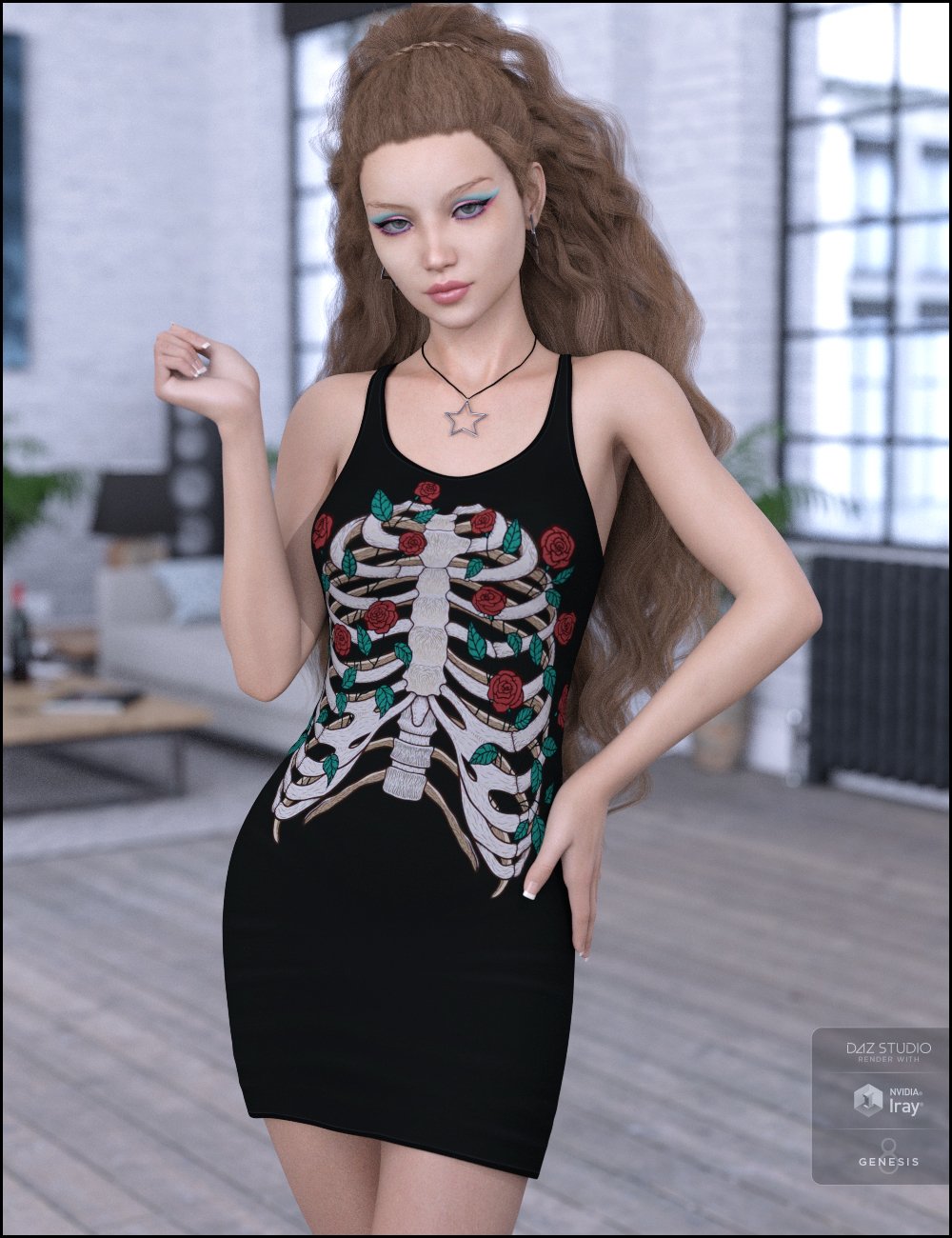 dForce Tanked Dress for Genesis 8 Female(s) by: JessaiiDemonicaEvilius, 3D Models by Daz 3D