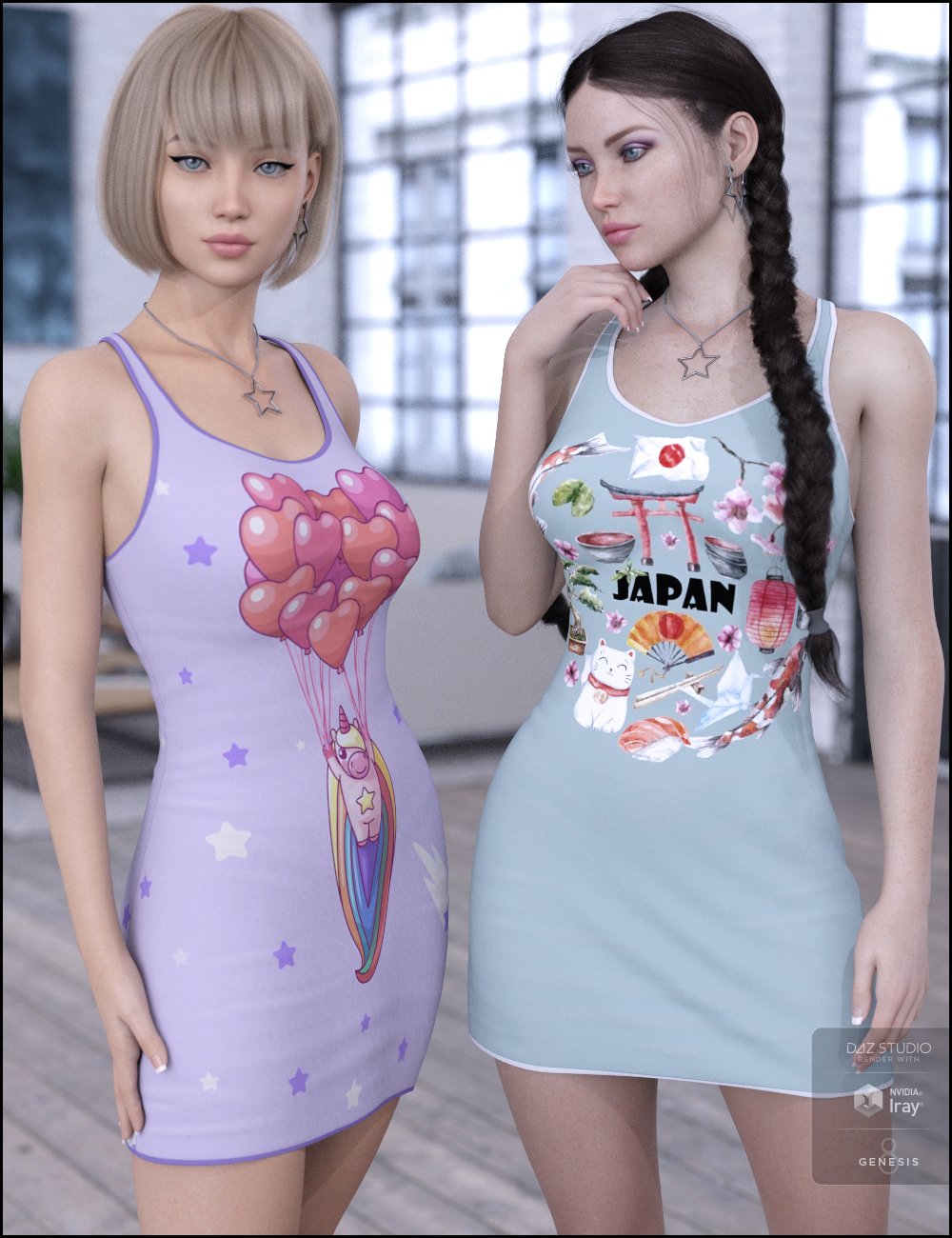 Kawaii Textures for dForce Tanked Dress by: JessaiiDemonicaEvilius, 3D Models by Daz 3D