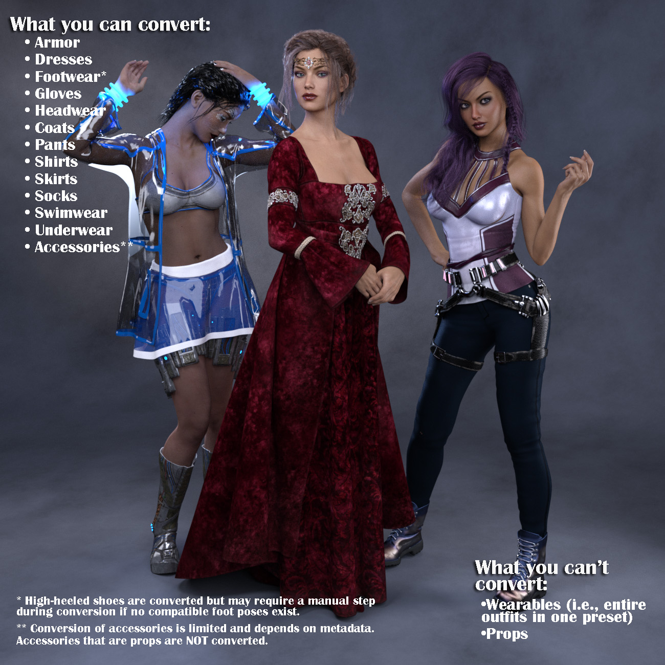 Clothing Converter from Genesis 8 Female to Genesis 3 Female by: RiverSoft Art, 3D Models by Daz 3D