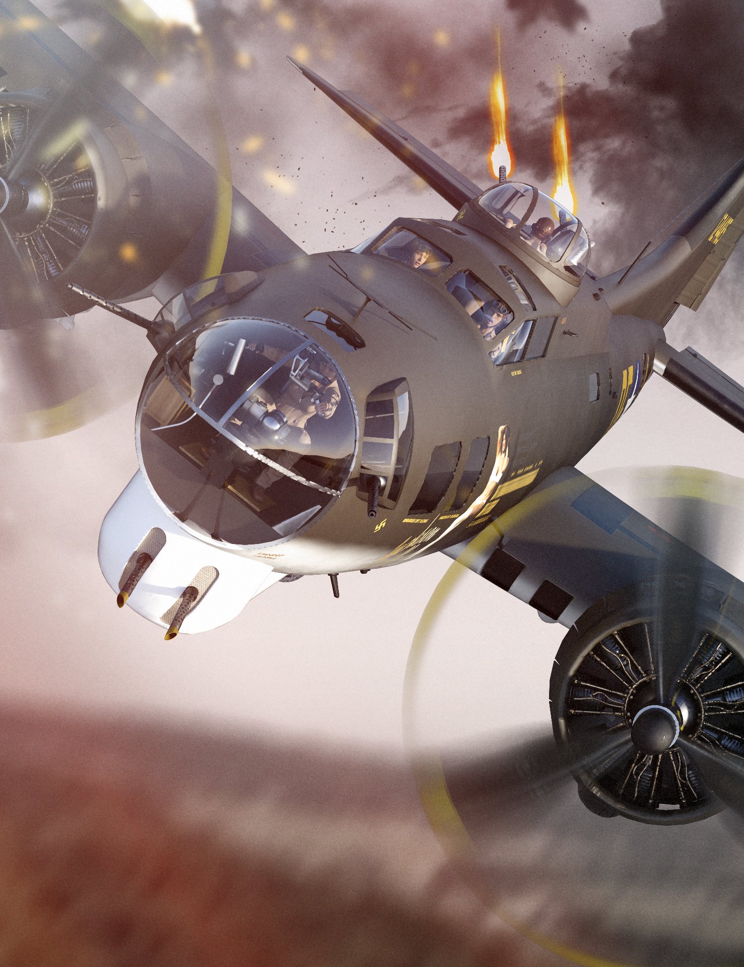 Flying Fortress Warplane by: DarkEdgeDesign, 3D Models by Daz 3D