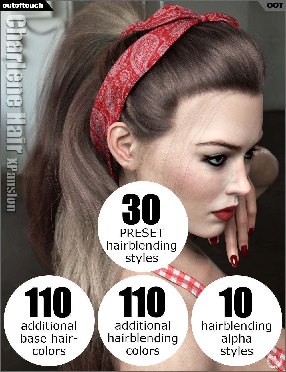 OOT Hairblending 2.0 Texture XPansion for Charlene Hair by: outoftouch, 3D Models by Daz 3D