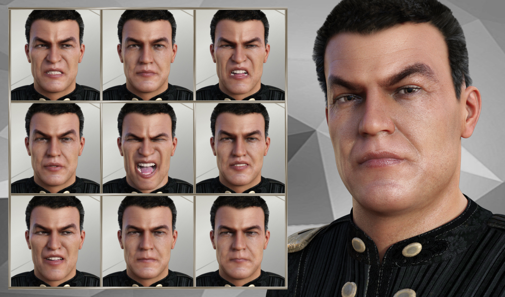 Warrior Expressions for Genesis 8 Male and Vladimir 8 by: JWolf, 3D Models by Daz 3D