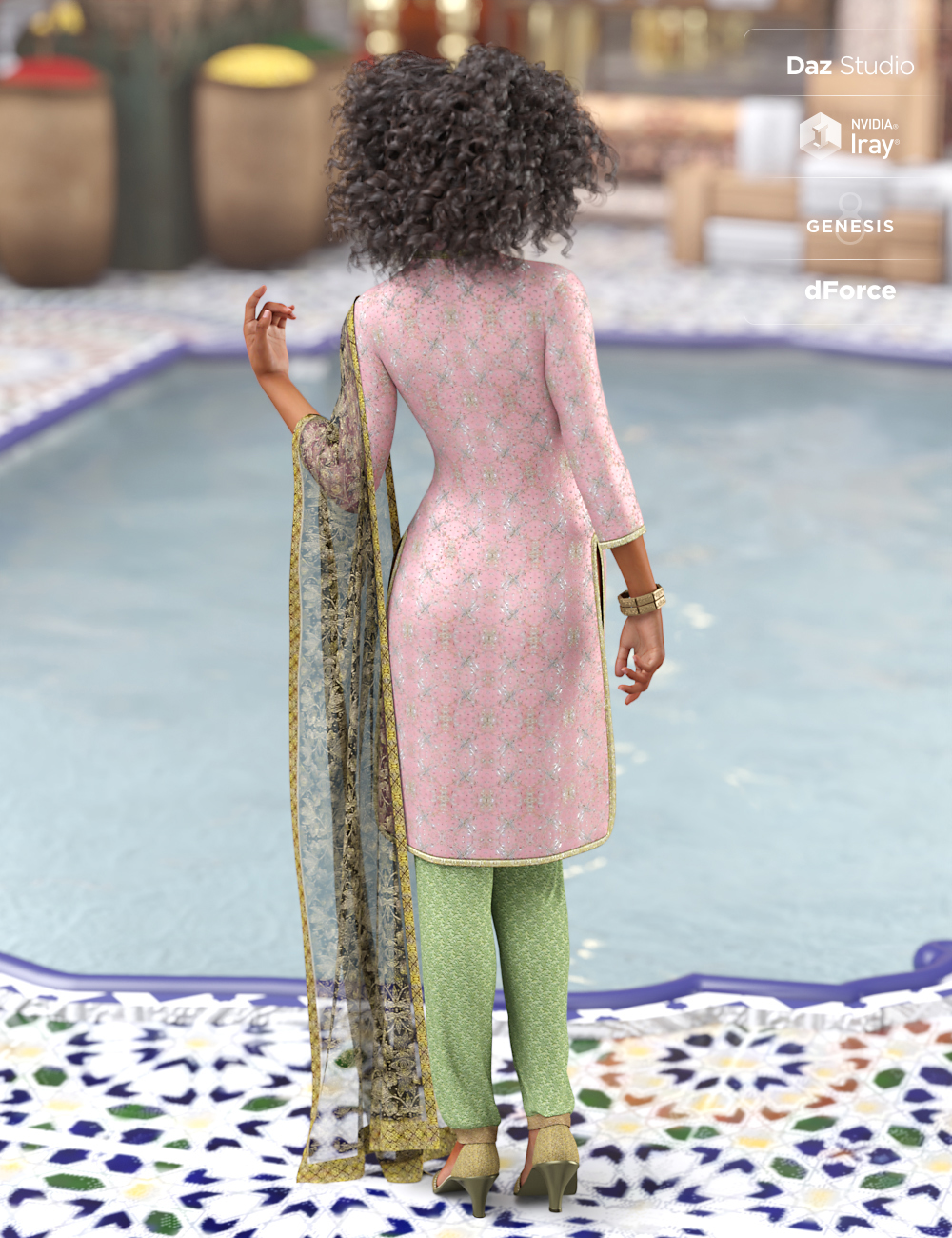 dForce Salwar Kameez for Genesis 8 Female(s) by: Ravenhair, 3D Models by Daz 3D