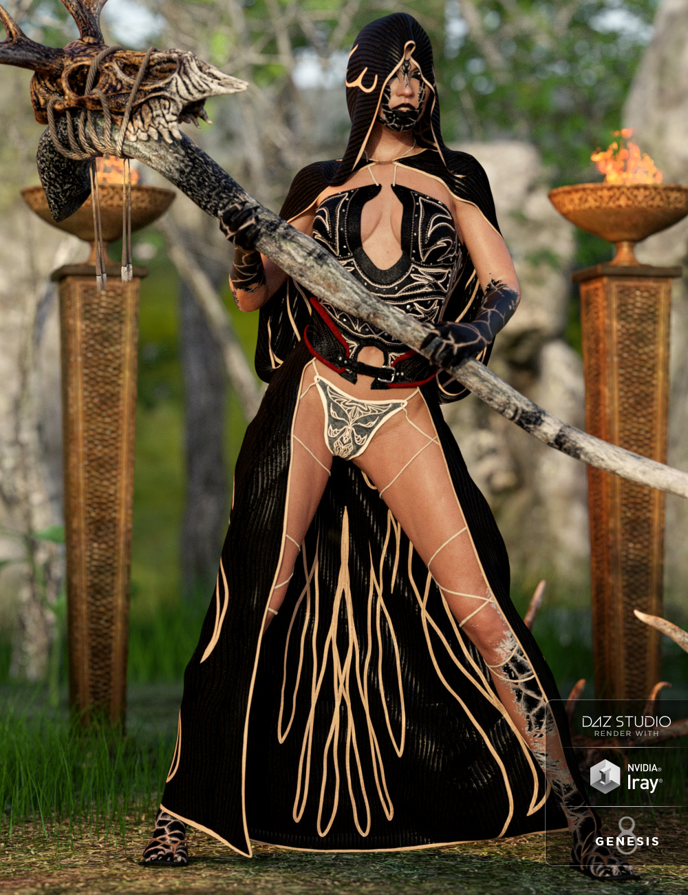 dforce Order of the Huntress: The Acolyte Outfit for Genesis 8 Female(s) by: Sixus1 Media, 3D Models by Daz 3D
