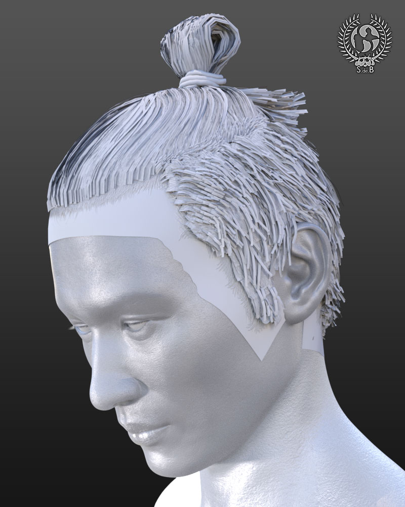 Samurai Bun For Genesis 3 And 8 Males by: SamSil, 3D Models by Daz 3D