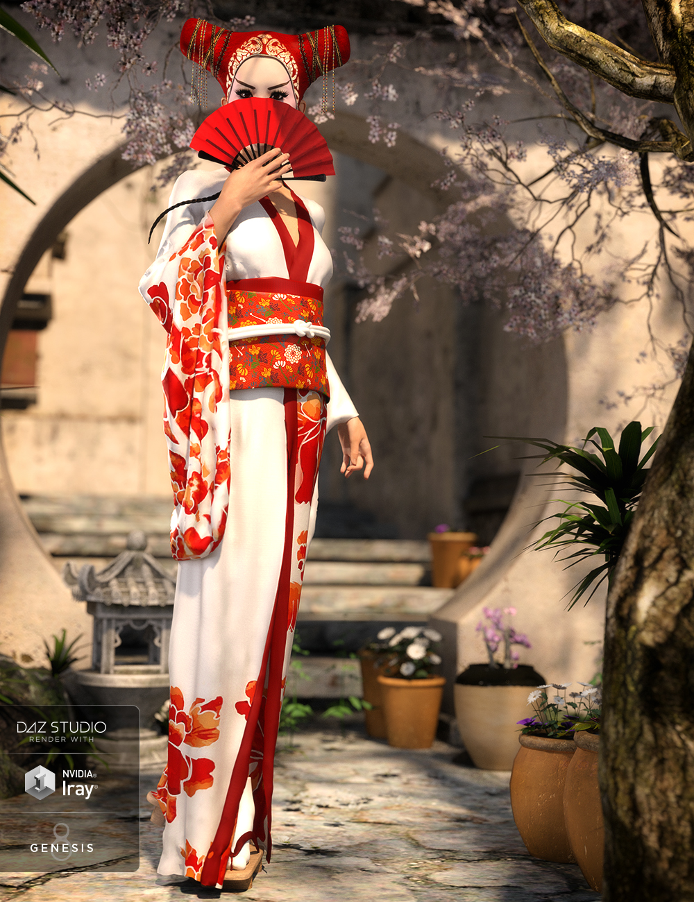 dForce Kimono Outfit Female Textures by: Moonscape GraphicsSade, 3D Models by Daz 3D