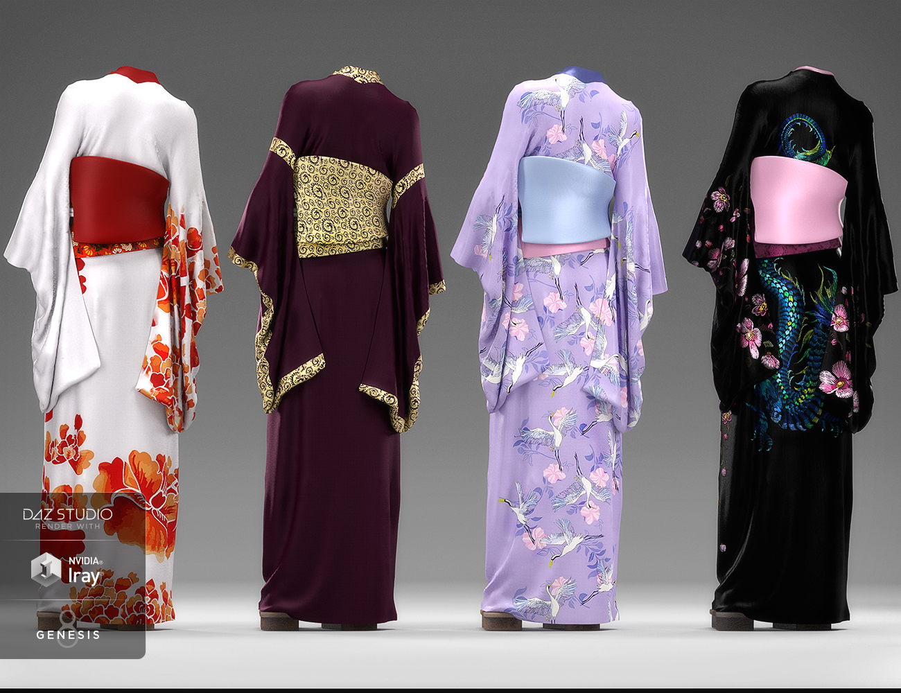 dForce Kimono Outfit Female Textures dForce Kimono Outfit Female Textures by: Moonscape GraphicsSade, 3D Models by Daz 3D