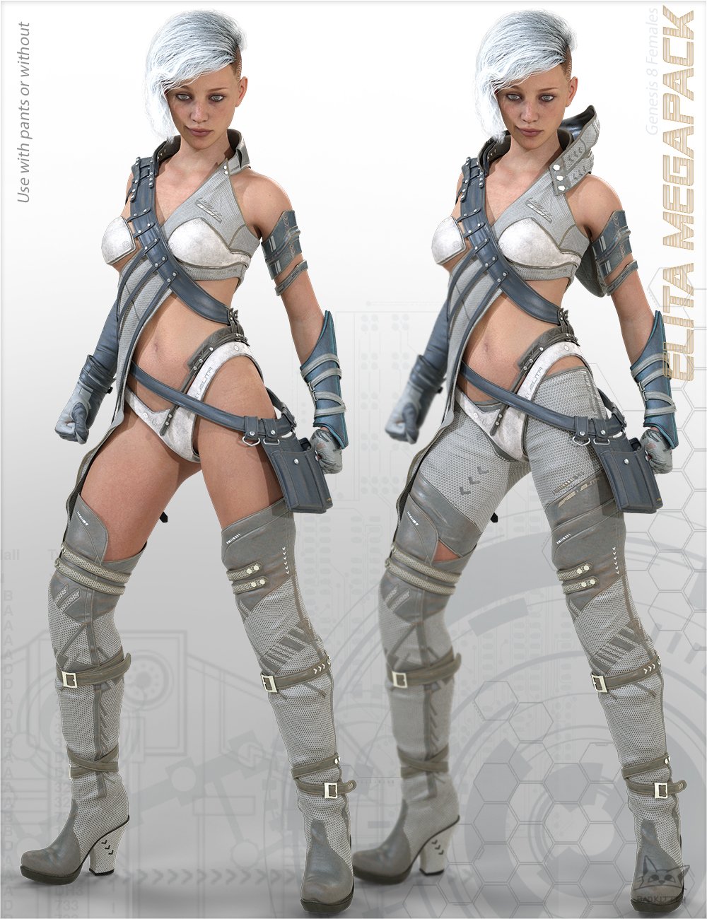 Elita Cyberpunk Megapack for Genesis 8 Female(s) by: BadKitteh Co, 3D Models by Daz 3D