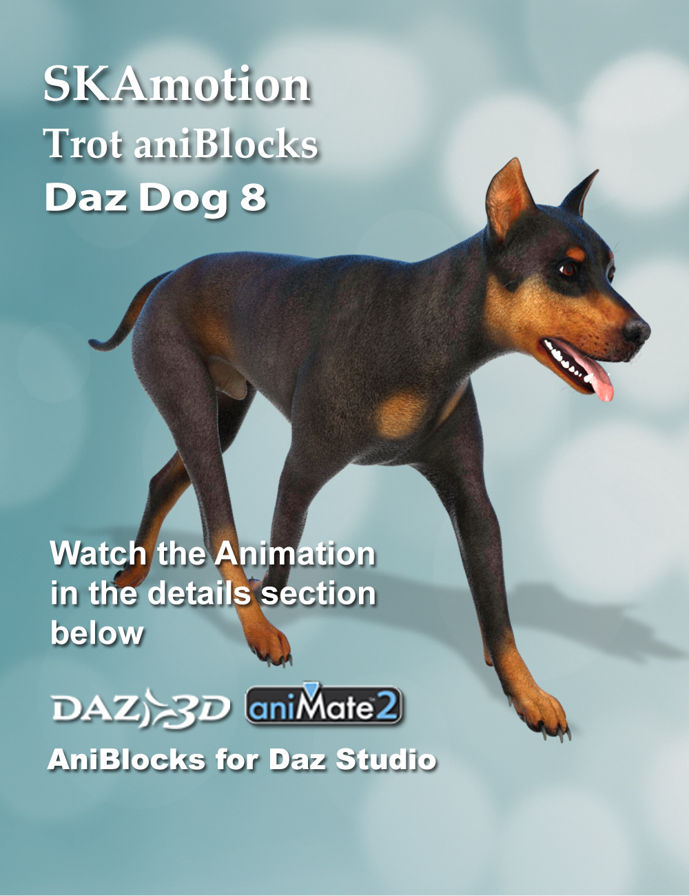Daz Dog 8 Trot aniBlocks by: SKAmotion, 3D Models by Daz 3D